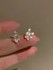 Pendientes de Flor de Lazo Estilo Coreano con Circonita para Mujer, Dulces, de Alta Gama, Elegantes y de Diseño, Pendientes de Lujo de Nicho Accesible