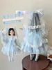Conjunto de Três Peças para Performance Kuromi Estilo Academia para Meninas, Suéter Infantil, Camisa, Saia Xadrez para Primavera e Outono, Fantasia de Cosplay para Performance