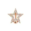 Anillo para ombligo de estrella de cinco puntas invertida de venta caliente transfronteriza Joyería de piercing corporal de acero inoxidable con estrella de cinco puntas de diamante de personalidad europea y americana