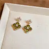 Pendientes de Colgante de Flor de Circonita Estilo Retro de Corte Pendientes Niche Moda de Gama Alta Collar Simple Versátil Juego de Joyería