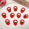Goma para el pelo de felpa roja de dibujos animados para niñas, Lindo lazo de fresa, Cuerda para el pelo con forma de corazón, Accesorio para el pelo de bebé que no daña el pelo