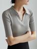 Suéter de Manga Corta con Cuello POLO SS STUDIO para Mujer, Ajustado, de Moda Simple, para Verano