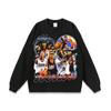 Camiseta de manga larga desgastada con estampado de estrella de baloncesto de hip hop estadounidense, estilo retro de moda urbana para hombre y mujer, camiseta básica de media manga