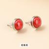 Aretes de Ágata Roja Jingdong Jewelry Diseño Simple Joker Sentido de Lujo Ligero Viento Frío Acero Inoxidable Envoltura Aretes Venta al por Mayor