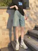 Shorts jeans feminino retrô 2026 novo estilo de verão para mulheres baixinhas, cintura alta, casual, versátil, calça reta de caimento solto de comprimento médio