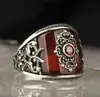 Anillo de circonita negra con patrón retro popular de estilo europeo y americano de Chenrui, joyería transfronteriza, venta al por mayor, anillo para hombres