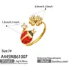 Anillo de dedo índice de flor de cuatro pétalos de insecto Mili de nicho con índice de circonita incrustada, color acero inoxidable, anillo de joyería de moda personalizado para mujer