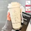 26 Nueva Taza Térmica Portátil para Mujer Alta Apariencia Taza de Agua con Popote Acero Inoxidable 304 Pareja Celebridad de Internet Almacenamiento en Frío Taza de Café.