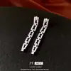 Pendientes de Cadena Cuadrada con Zirconia Incrustada de Aguja Plateada, Simples y Versátiles, Pendientes de Estilo Lujo Ligero, Pendientes de Moda y Elegantes, Diseño de Nicho