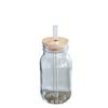 Vaso de vidrio americano transfronterizo con tapa de bambú, vaso de vidrio para extracción en frío de 730 ml, vaso para beber de gran capacidad, vaso para bebidas