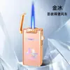 Isqueiro Portátil de Disparo Direto com Aparência Premium, Padrão Aurora Colorido da Moda, Isqueiro à Prova de Vento com Chama Azul, Venda por Atacado de Presentes