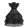 23 Adams cos ropa vestido de gasa Miércoles Adams vestido de gasa negra Ropa de cosplay de Adams