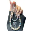 Colgante de Alas de Ángel Cadena de Teléfono Móvil de Alta Gama para Mujer con Perlas de Jade, Cristal y Perlas Grandes, Nueva Correa de Cadena de Lujo