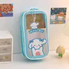 Estojo Transparente, Alta Qualidade, Grande Capacidade, Estojo de Papelaria com Desenho, Estojo Infantil, Bolsa de Armazenamento, Estilo Fresco para Meninas