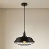 Lámpara de araña estilo industrial retro americano con pantalla de malla de hierro negro para comedor, apartamento tipo loft, barra de bar, pasillo, lámpara colgante de una sola cabeza