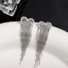 Exquisitos Aretes Largos de Borla de Zirconia con Corazón de Amor de Lujo Ligero Aguja de Plata S925 Diseño Nicho Personalizados Simples Combinan con Todo