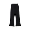 Calça pantalona de algodão com lavagem à areia cor azul-acinzentado feminina 2026 nova outono e inverno cintura alta justa para pessoas altas casual boca de sino perna larga