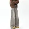 Jeans Vintage de Trabajo Lavados con Tinta Desgastada para Hombre, Primavera y Otoño Retro Americano Holgados Lavados Diseño de Nicho Pantalones Rectos