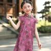 Vestido Floral Infantil Estilo Chino Nuevo Estilo Antiguo Vestido Retro de Verano Fresco Cheongsam Infantil Cheongsam Modificado Ligero para Niña