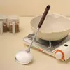 Espátula para Hongos de Acero Inoxidable con Mango de Madera, Tamaños Grande y Pequeño, Espátula Larga Antideslizante para Cocina Doméstica, Cuchara para Freír Antiadherente, Espátula de Hierro
