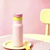 Taza Térmica de Acero Inoxidable 316 de Lujo, Taza de Agua Portátil Deportiva con Doble Popote para Beber, Taza de Acero Inoxidable de Alto Estilo para Viajes al Aire Libre para Niñas