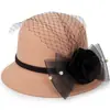 Chapéu de Lã Feminino Outono e Inverno Estilo Coreano Chapéu de Palha com Pena Chapéu de Vaso Grande Chapéu Bowler Versátil Britânico Chapéu de Moda Chapéu de Inverno