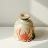 Dinastías Tang y Song Glaseado de Caramelo Pintado a Mano Loto Estilo Antiguo Cerámica Taza Maestra Taza de Té para el Hogar Taza de Degustación Floral de Pie Alto Taza Individual