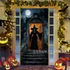 Exclusividade transfronteiriça, popular série de cortinas de porta para Halloween com estampas de alta definição de fantasmas, abóboras e vampiros - decorações festivas para sua porta
