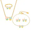 Omaca Peso Concha Esmaltada Contas Laço Colar Pulseira Anel Brincos Aço Inoxidável Doce Conjunto Infantil