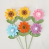 Rama de Flor de Girasol Eterna Tejida a Mano con Hilo Producto Terminado, Ramo de Girasoles Simulados, Regalo para Maestros en el Día del Maestro