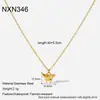 Colar com pingente de animal em aço inoxidável banhado a ouro 18K borboleta unicórnio abelha corrente de clavícula nicho não desbota