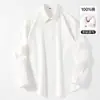 Camisa de Algodón Pesado para Hombre de Manga Larga Primavera y Otoño 2025 Nueva Simple Retro Americano Ropa de Trabajo Casual Camisa Blanca Exterior