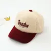 Chapéu Infantil Letra Boy Comércio Exterior BOSTON Boné de Beisebol Inverno Lã à Prova de Vento Quente Boné de Beisebol para Meninas