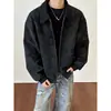 Chaqueta de cuero con solapa tie-dye de marca moderna para hombre, estilo retro americano, corte holgado, color blocking, abrigo casual de cuero PU tipo aviador, ropa para hombre