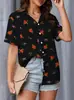Cárdigan de manga corta para mujer de Aliexpress transfronterizo, solapa, camisa hawaiana, ligeramente elástico, estampado digital 3D, camisa casual