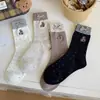 Calcetines de Otoño Nuevos para Mujer a Media Pantorrilla Estilo Japonés Oso Dibujo Animado Lazo Algodón Modernos Lunares Calcetines Largos para Niñas Invierno