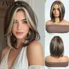 Peluca de Fibra Sintética Nueva Transfronteriza para Mujer, Peluca Completa de Verano, Peinado Bob Natural Realista, Raya en Medio, Peluca Completa Rejuvenecedora