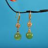 Aretes de carácter s9225 plata esterlina chapados en oro incrustados con cuentas redondas de Jaspe aretes de personalidad simple