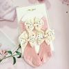 Calcetines de Algodón para Bebé Estilo Japonés con Lazo Niños Tubo Medio Pegamento Antideslizante Diadema de Pelo de Contraste Ropa de Cabeza para Primavera y Otoño