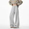 Calça de moletom atlética patchwork desconstruída estilo americano, coleção de outono masculina, calça casual lisa da moda, calça básica reta de corte solto
