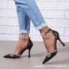 Nuevo europeo y americano en stock moda punta de lazo comercio exterior talla grande zapatos de tacón alto para mujer hebilla zapatos de moda para mujer