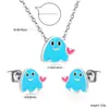 Conjunto Popular Lindo de Aretes y Collar de Helado de Cereza Transfronterizo, Aretes Dulces y Delicados, Conjunto de Joyería de Acero Inoxidable para Mujeres
