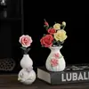 Jarrón Pequeño de Porcelana Blanca Hecho a Mano Arreglo Floral Dispositivo Hidropónico para Flores Jarrón Bolsa de la Suerte Calabaza Decoraciones de Escritorio para Sala de Estar Adornos