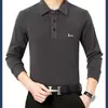 Transfronterizo 2026 Nueva Camisa Polo Casual de Manga Larga Antiarrugas Fácil de Planchar para Hombre, Tendencia Primavera/Otoño, Puño de Botón de Alta Gama, Cuello de Solapa