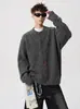 Cardigan de Tricô Botão Frontal Color Block Retro Americano para Homens, Outono Preguiçoso Solto Casual Versátil Tricô