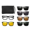 Set de Gafas de Sol Tr90 para Hombres y Mujeres con Montura para Miopía con Grado Gafas de Sol Polarizadas Magnéticas Clip-On