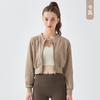 Roupas de yoga esportivas casaco curto canelado feminino zíper de duas cabeças jaqueta de cintura exposta secagem rápida justa modeladora blusa de manga longa