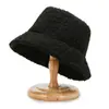Sombrero de Pescador Grueso de Felpa para Otoño e Invierno, Sombrero Cálido de Lana Estilo Japonés de Moda, Sombrero de Cubo Retro Simple para Adelgazar la Cara