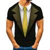 Camiseta masculina europeia e americana terno de moda falso de duas peças impressas em 3D dos homens slim-fit top Source fábrica spot atacado
