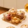 Plato de Frutas Secas Lujo Ligero Plato de Snacks Transparente Redondo Plato con Compartimentos para Frutas Caja de Dulces de Plástico con Tapa Ktv Comercial